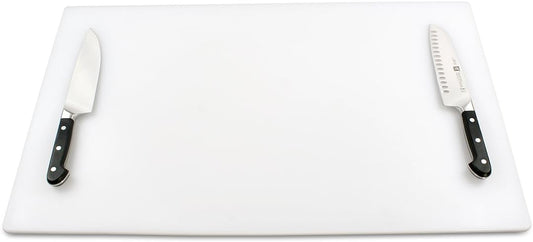 Big 30 x 18 Plastic Cutting Board - 3/4 Inch Thick for Meat, Game and Fish - Commercial Grade HDPP Poly with NSF Stamp, Weighs 13 Pounds, White