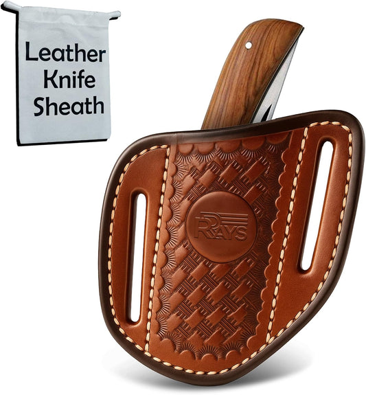 Leather Knife Sheath for Belt Pocket Folding Knife Holder Compact Draw Knifes Carrier EDC Tools Holster Trapper Knives Carrier