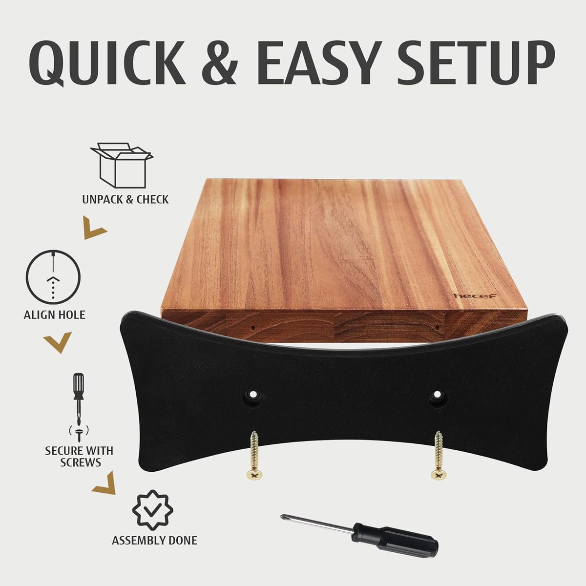 Magnetic Knife Block Holder, Double-Sided Storage | Strong Enhanced Magnets, Premium Wood, Non-Slip Stainless Steel Base, Multifunctional Rack Storage, Gift-Ready Packaging