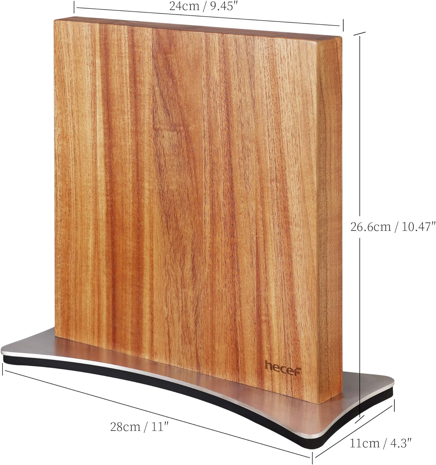 Magnetic Knife Block Holder, Double-Sided Storage | Strong Enhanced Magnets, Premium Wood, Non-Slip Stainless Steel Base, Multifunctional Rack Storage, Gift-Ready Packaging