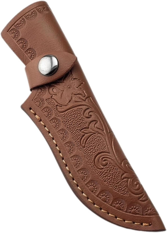 Leather Knife Sheath for Fixed Blade - 4.3 Inch Belt Loop,Handcrafted Protective Cover for Hunting,Outdoor & Tactical Knives (【M】 Brown / 7.28 in)