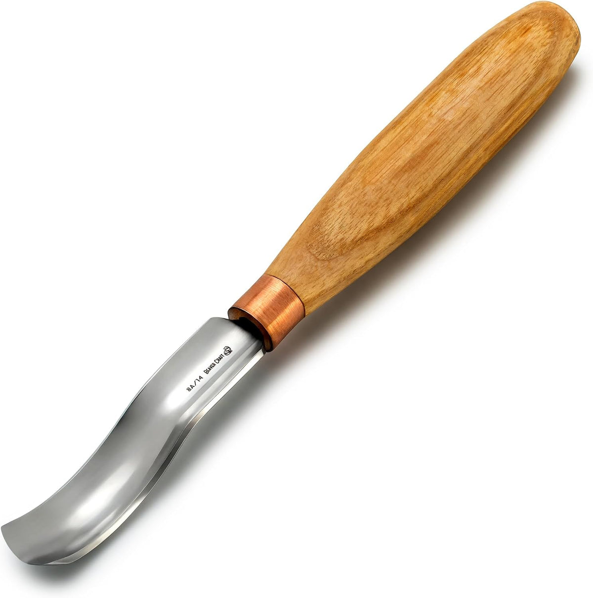 Wood Carving Bent Gouge K8a/14 0.55" - Spoon Carving Tools - Woodworking Hand Chisel Compact Wood Carving Knife for Beginners and Profi - Hobbies for Adults and Kids - Carbon Steel Blade