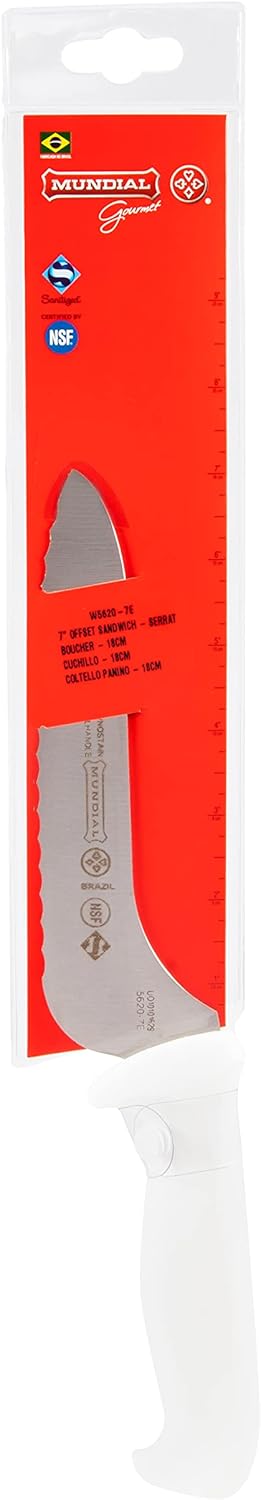 Offset- Serrated Edge Sandwich Knife, White, 9-Inch