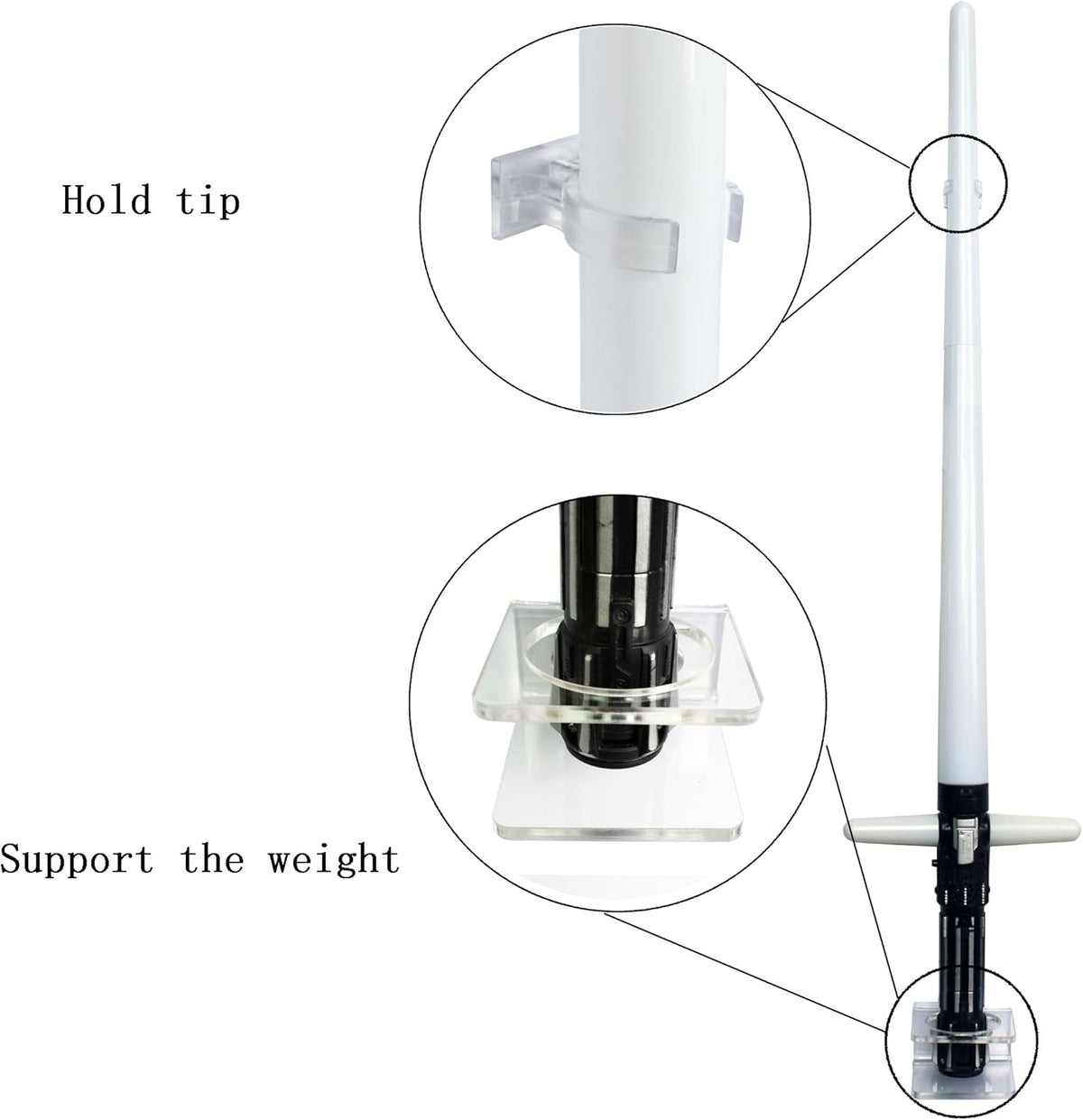 Clear Light saber Wall Mount Wall Rack Wall Holder - Hardware Included.