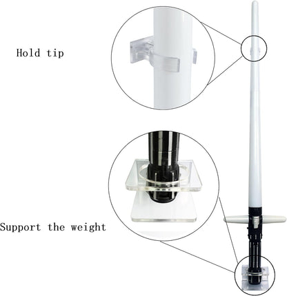 Clear Light saber Wall Mount Wall Rack Wall Holder - Hardware Included.