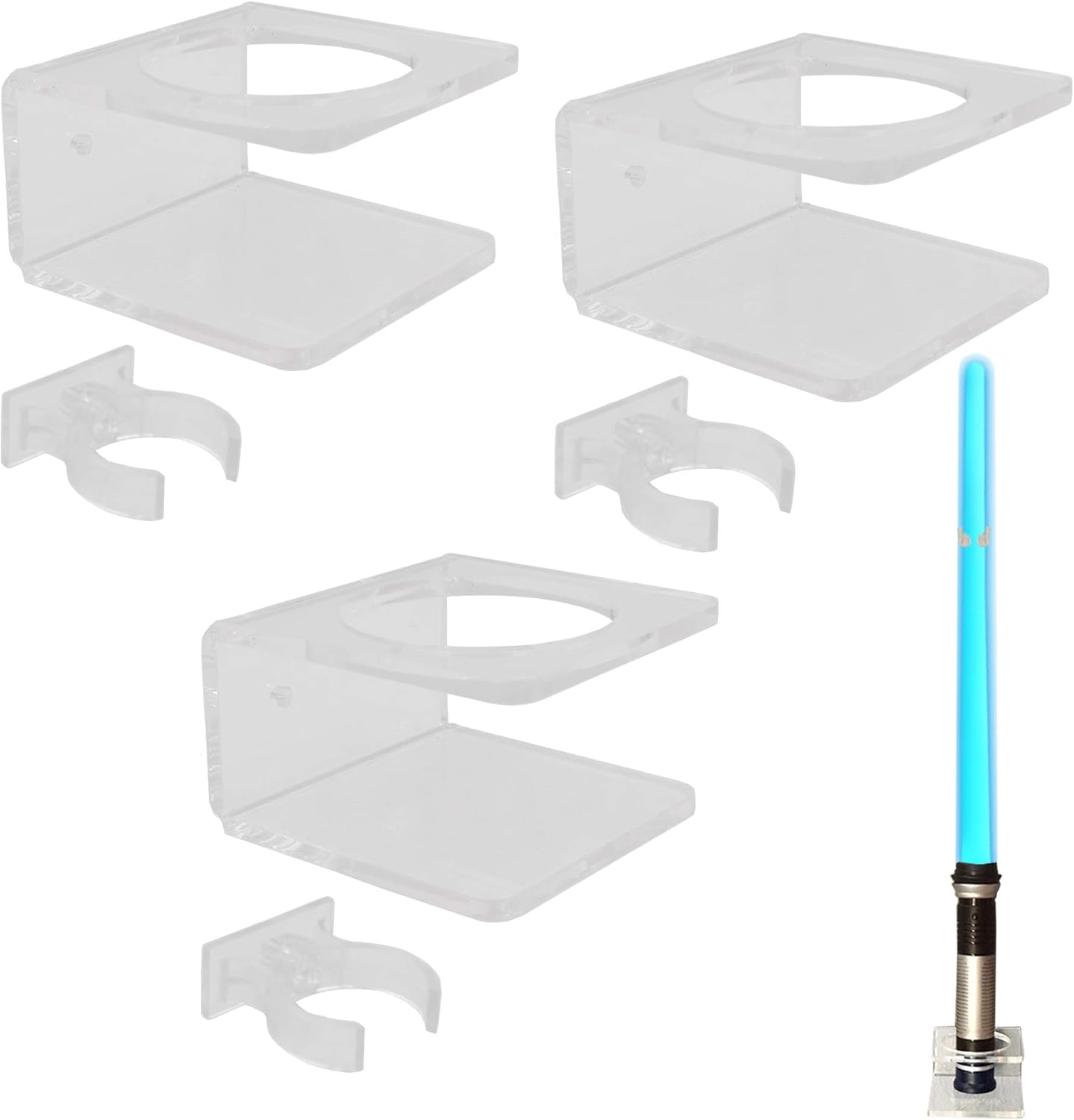 Clear Light saber Wall Mount Wall Rack Wall Holder - Hardware Included.
