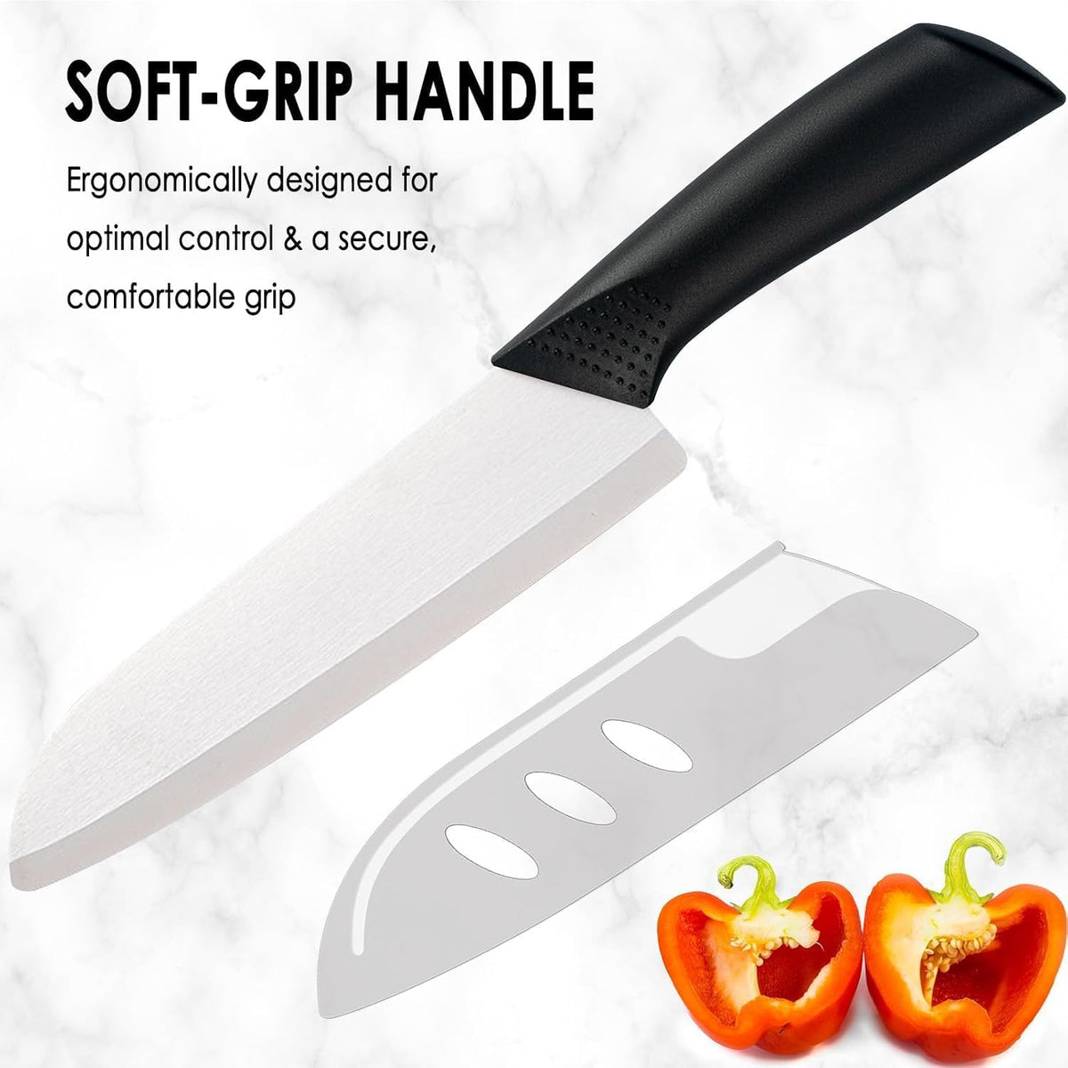 7" Japanese Ceramic Knife with Cover for Veges Fruit Proteins