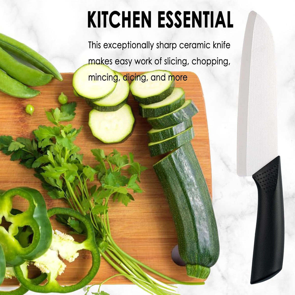 7" Japanese Ceramic Knife with Cover for Veges Fruit Proteins