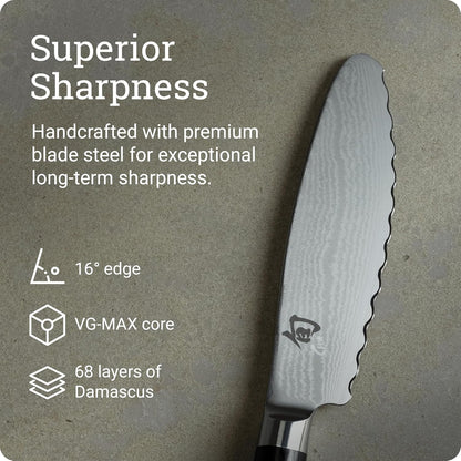 Classic 6" Ultimate Utility Knife, Handcrafted Japanese Knife, VG-MAX Core with Damascus Stainless Steel Cladding, Pakkawood Handle, Precision and Sharpness for Professional and Home Chefs