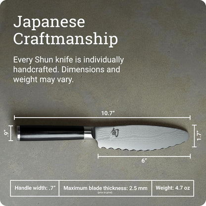 Classic 6" Ultimate Utility Knife, Handcrafted Japanese Knife, VG-MAX Core with Damascus Stainless Steel Cladding, Pakkawood Handle, Precision and Sharpness for Professional and Home Chefs