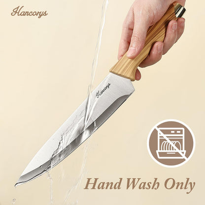 Knife Set, 15 PCS Kitchen Knife Set with Block and Sharpener