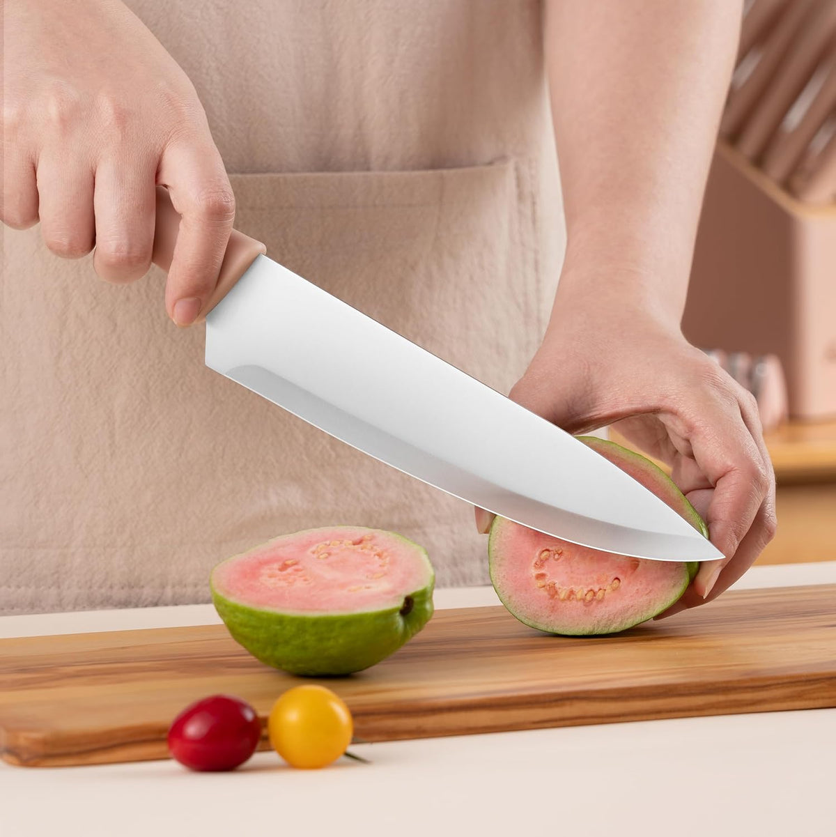 Knife Set, 15 PCS Kitchen Knife Set with Block and Sharpener