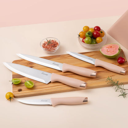Knife Set, 15 PCS Kitchen Knife Set with Block and Sharpener
