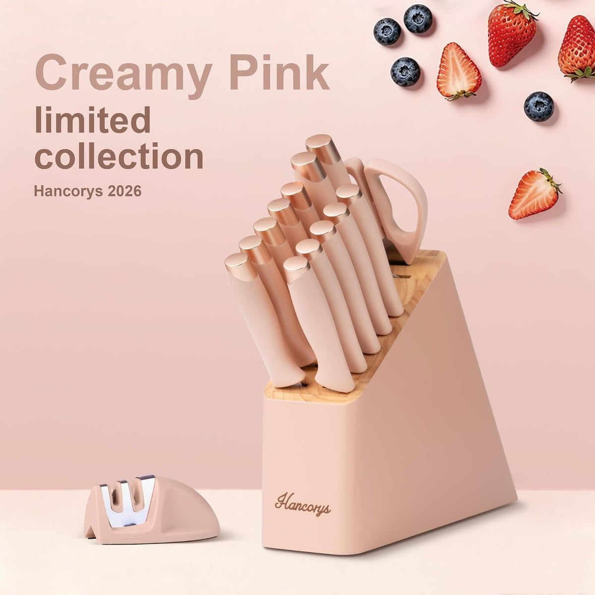 Knife Set, 15 PCS Kitchen Knife Set with Block and Sharpener