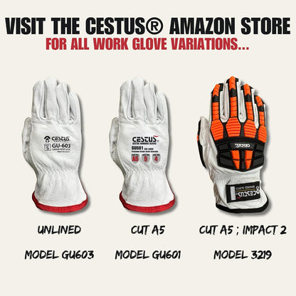 Cestus 3219, Goatskin Leather Impact Gloves, ANSI Cut A5