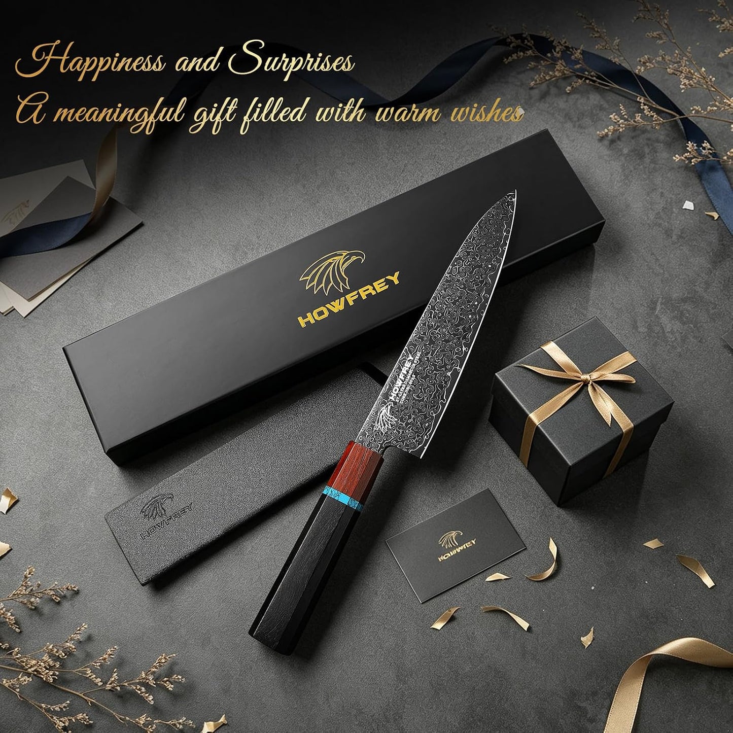 Damascus Chef Knife 8 Inch, 67-Layer Japanese Kitchen Knives Sharp VG-10 High Carbon Stainless Steel with Ergonomic Pakkawood Handles, Elegant Gift Box Packaging for Home and Kitchen