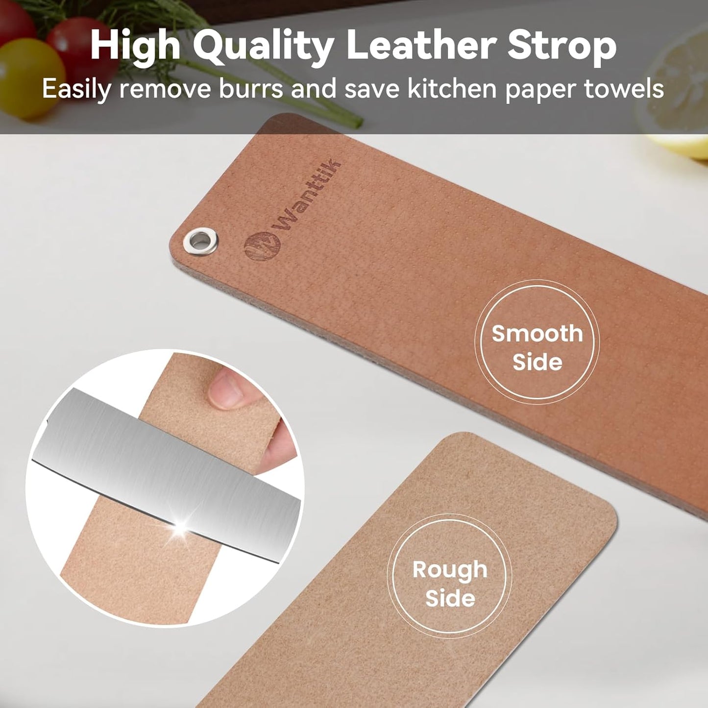 Knife Sharpening Stone,tri stone knife sharpener,3 Sides Grit 400/1000/5000,Whetstone Knife Sharpener with Non-Slip Base, Angle Guide & Leather Strop, for Kitchen Knives and Pocket Knives
