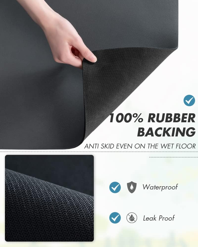Coffee Mat Dish Drying Mat for Kitchen Counter-Bar Accessories, Hide Stain, Rubber Backed, Absorbent, Fit Under Coffee Maker, Espresso Machine, Pot, Dish Rack, 12"x19", Dark Grey