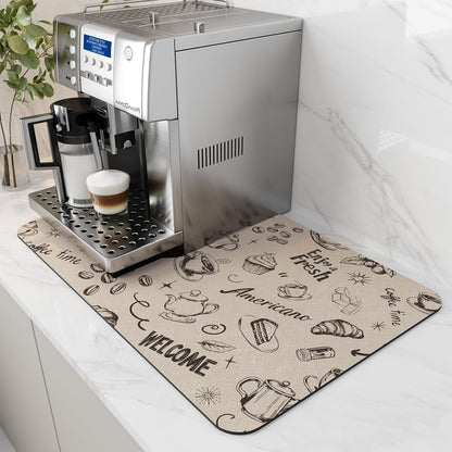 Coffee Mat Dish Drying Mat for Kitchen Counter-Bar Accessories, Hide Stain, Rubber Backed, Absorbent, Fit Under Coffee Maker, Espresso Machine, Pot, Dish Rack, 12"x19", Dark Grey