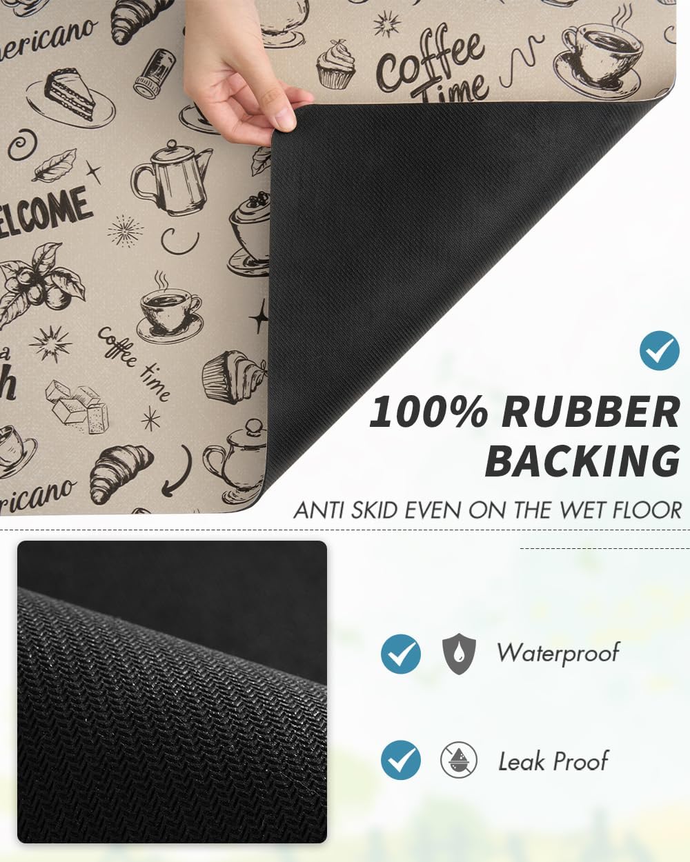 Coffee Mat Dish Drying Mat for Kitchen Counter-Bar Accessories, Hide Stain, Rubber Backed, Absorbent, Fit Under Coffee Maker, Espresso Machine, Pot, Dish Rack, 12"x19", Dark Grey