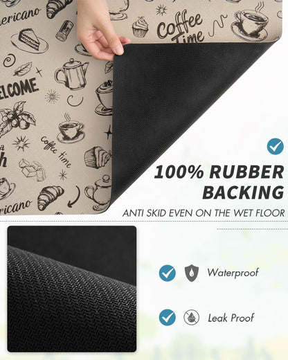 Coffee Mat Dish Drying Mat for Kitchen Counter-Bar Accessories, Hide Stain, Rubber Backed, Absorbent, Fit Under Coffee Maker, Espresso Machine, Pot, Dish Rack, 12"x19", Dark Grey
