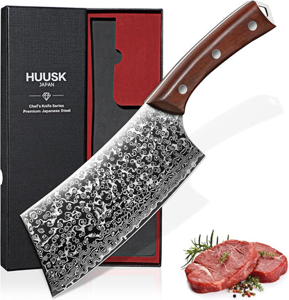 Huusk Butcher Knife Set of 3 - Meat Cleaver Knife Set for Meat Processing