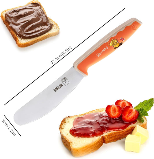2PCS Butter Spreader Knives, Round Tip and Wide Blade with Serrated Edge, Stainless Steel Cheese Butter Spreader Knife for Butter, Jam, Cheese (4.7 inches)
