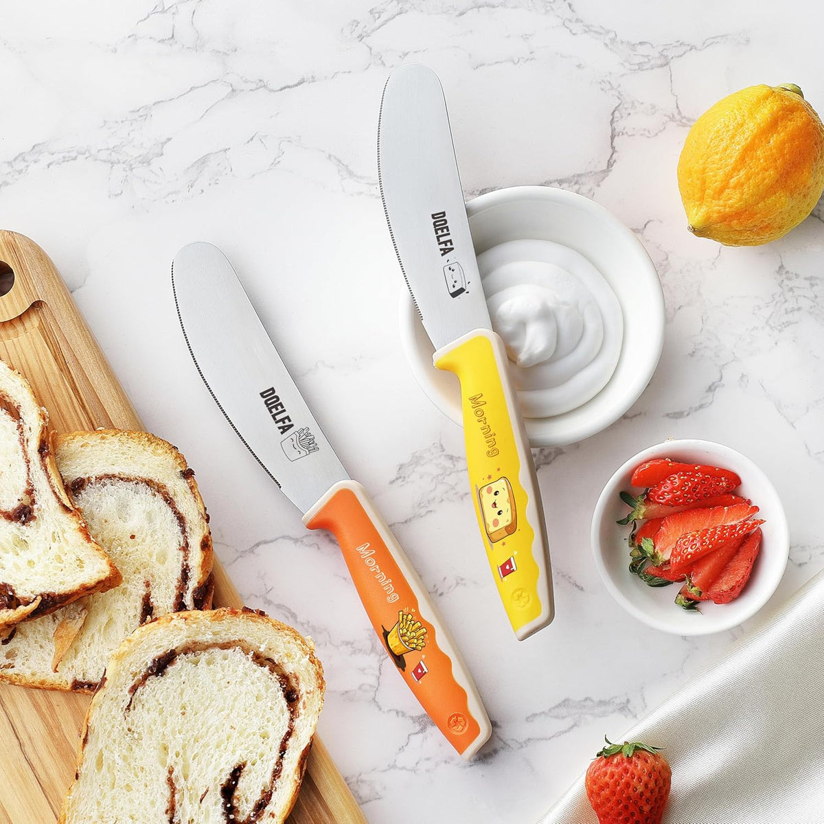 2PCS Butter Spreader Knives, Round Tip and Wide Blade with Serrated Edge, Stainless Steel Cheese Butter Spreader Knife for Butter, Jam, Cheese (4.7 inches)