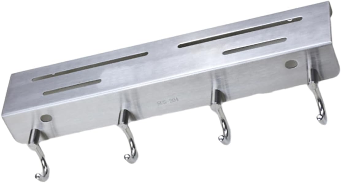 Stainless Steel Wall Mounted Knife Rack with Hooks Space Saving Kitchen Storage Organizer for Utensils and Tools Safe Design for Home Efficiency