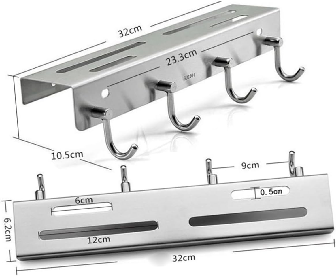 Stainless Steel Wall Mounted Knife Rack with Hooks Space Saving Kitchen Storage Organizer for Utensils and Tools Safe Design for Home Efficiency