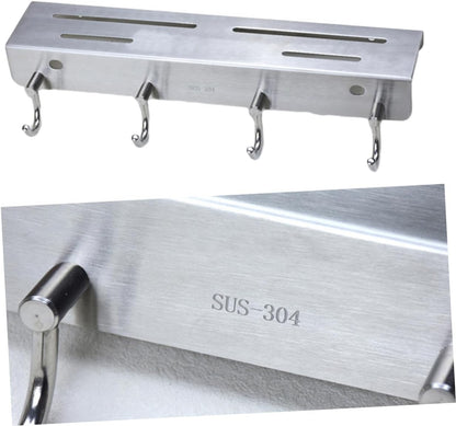 Stainless Steel Wall Mounted Knife Rack with Hooks Space Saving Kitchen Storage Organizer for Utensils and Tools Safe Design for Home Efficiency