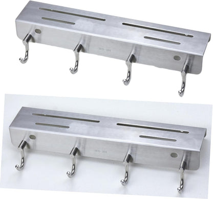 Stainless Steel Wall Mounted Knife Rack with Hooks Space Saving Kitchen Storage Organizer for Utensils and Tools Safe Design for Home Efficiency