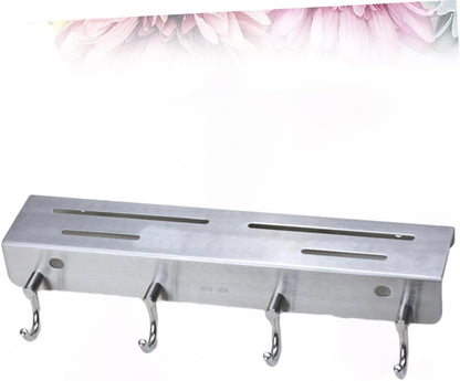 Stainless Steel Wall Mounted Knife Rack with Hooks Space Saving Kitchen Storage Organizer for Utensils and Tools Safe Design for Home Efficiency