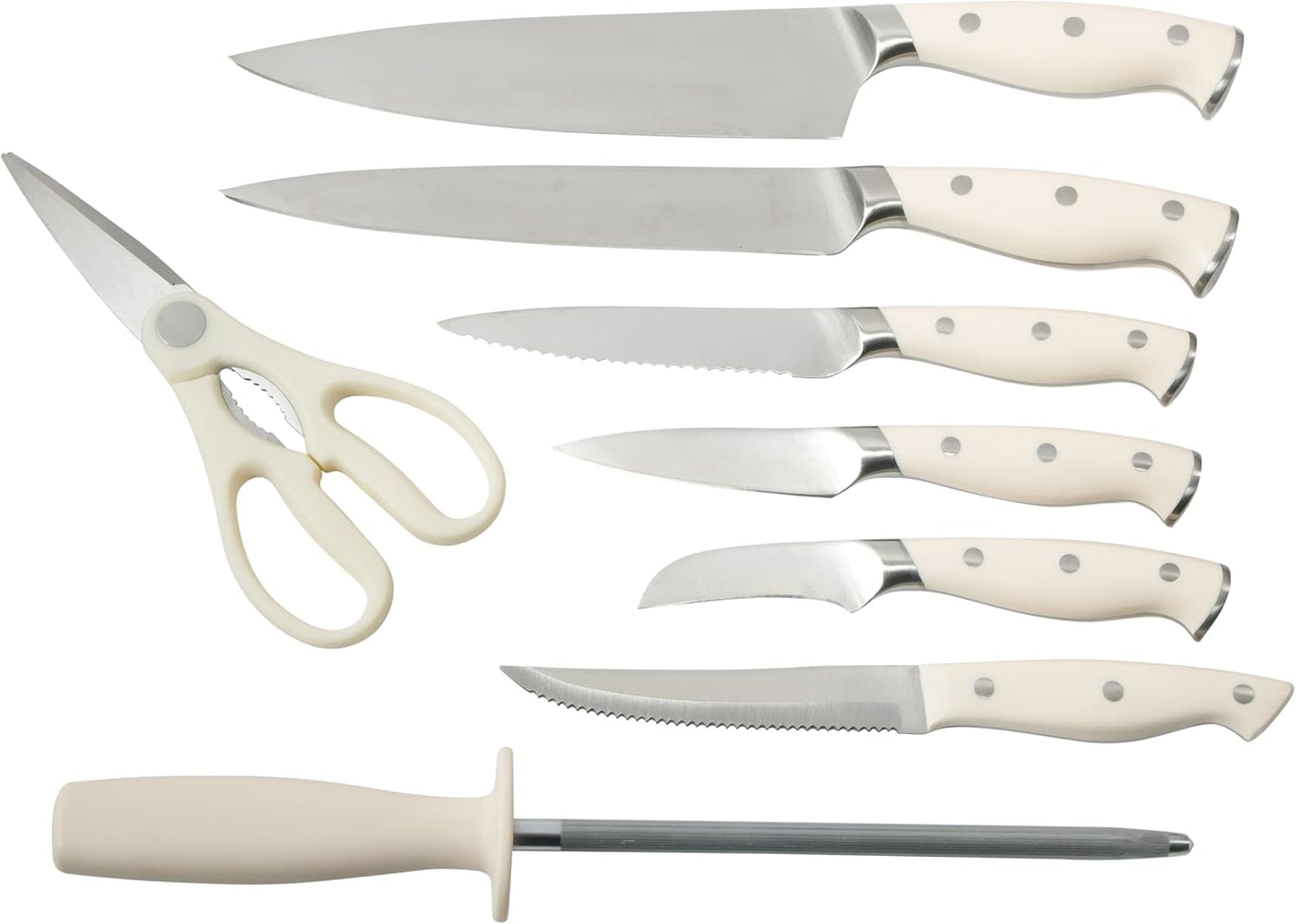 Greeley Forged High Carbon Stainless Steel 14 Piece Knife Block Set, Black Kitchen Knife Set with Acacia Wood Block, Chef Knife, Bread Knife, Steak Knives