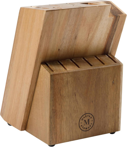 Greeley Forged High Carbon Stainless Steel 14 Piece Knife Block Set, Black Kitchen Knife Set with Acacia Wood Block, Chef Knife, Bread Knife, Steak Knives