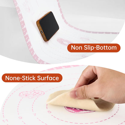 Silicone Baking Mat with 10 Recipes, Extra Thick Silicone Mats for Baking, Non Stick Pastry Mat,Reusable kneading Dough Rolling Mat for Cookie, Macaron, Bread, Pizza