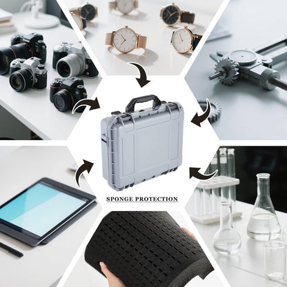 1 Pcs Waterproof Hard Case with DIY Customizable Foam Insert Portable Protective Case with Knife for Camera Drones Equipments Tools Test Instruments(Gray,14.3 x 11.4 x 4.5 Inch)