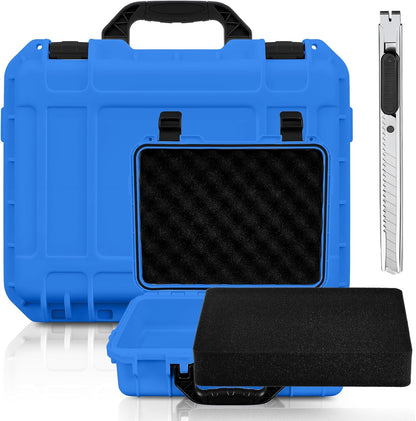 1 Pcs Waterproof Hard Case with DIY Customizable Foam Insert Portable Protective Case with Knife for Camera Drones Equipments Tools Test Instruments(Gray,14.3 x 11.4 x 4.5 Inch)