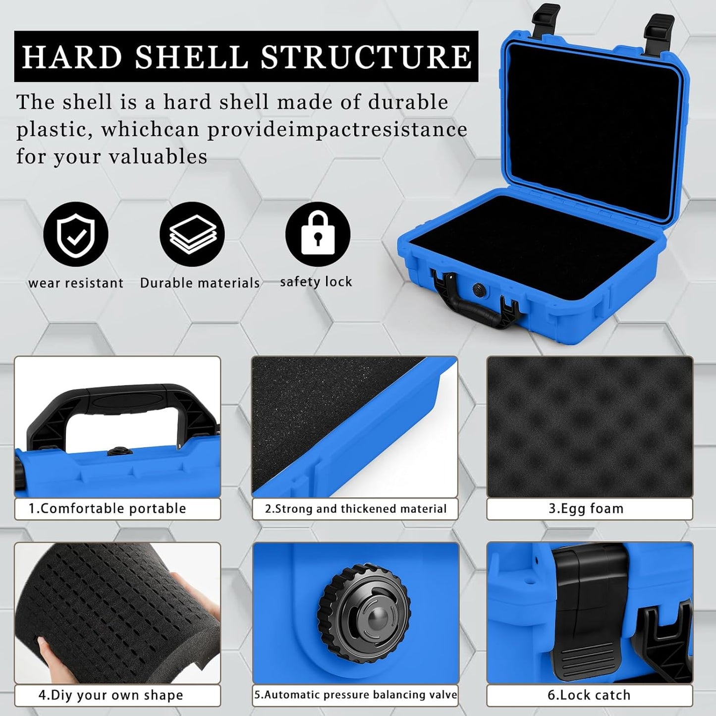 1 Pcs Waterproof Hard Case with DIY Customizable Foam Insert Portable Protective Case with Knife for Camera Drones Equipments Tools Test Instruments(Gray,14.3 x 11.4 x 4.5 Inch)