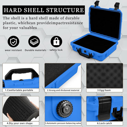 1 Pcs Waterproof Hard Case with DIY Customizable Foam Insert Portable Protective Case with Knife for Camera Drones Equipments Tools Test Instruments(Gray,14.3 x 11.4 x 4.5 Inch)