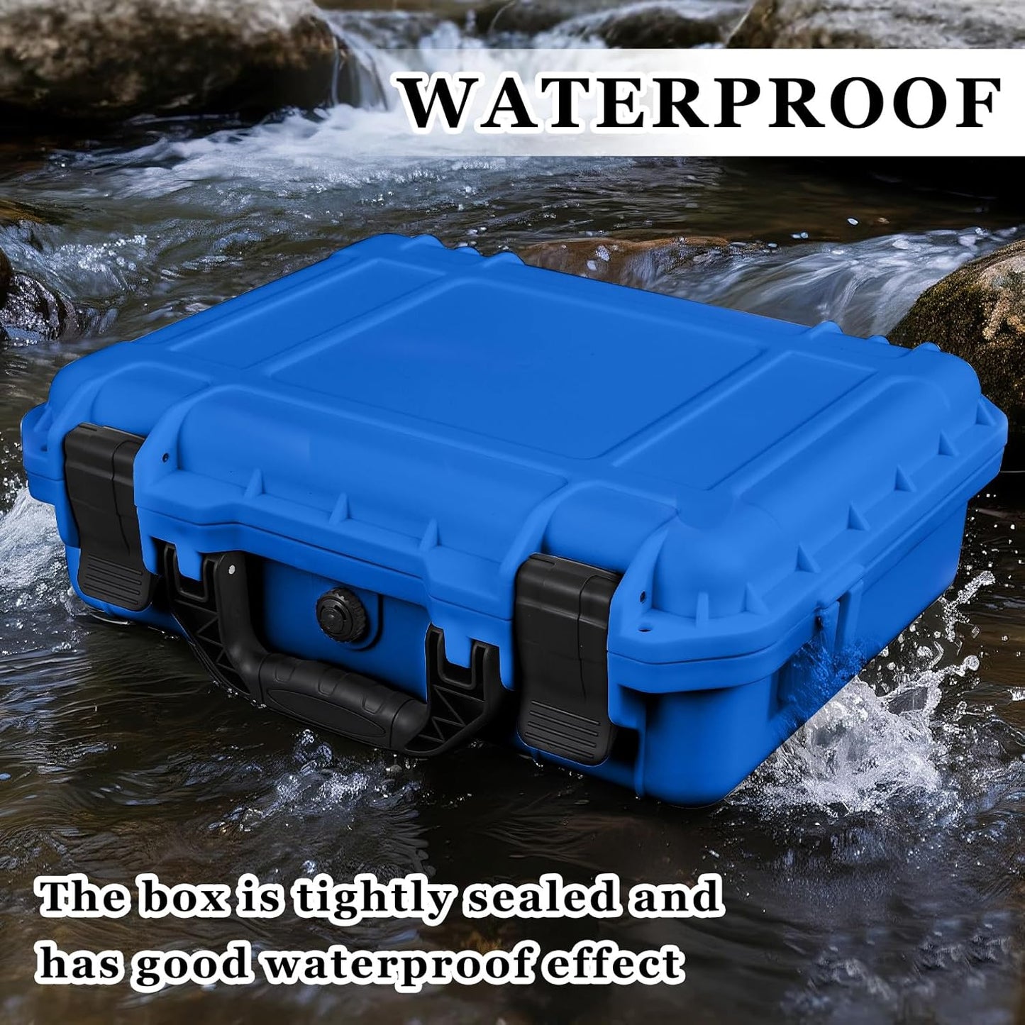 1 Pcs Waterproof Hard Case with DIY Customizable Foam Insert Portable Protective Case with Knife for Camera Drones Equipments Tools Test Instruments(Gray,14.3 x 11.4 x 4.5 Inch)