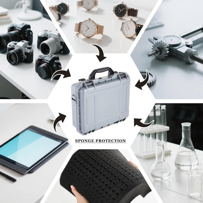 1 Pcs Waterproof Hard Case with DIY Customizable Foam Insert Portable Protective Case with Knife for Camera Drones Equipments Tools Test Instruments(Gray,14.3 x 11.4 x 4.5 Inch)