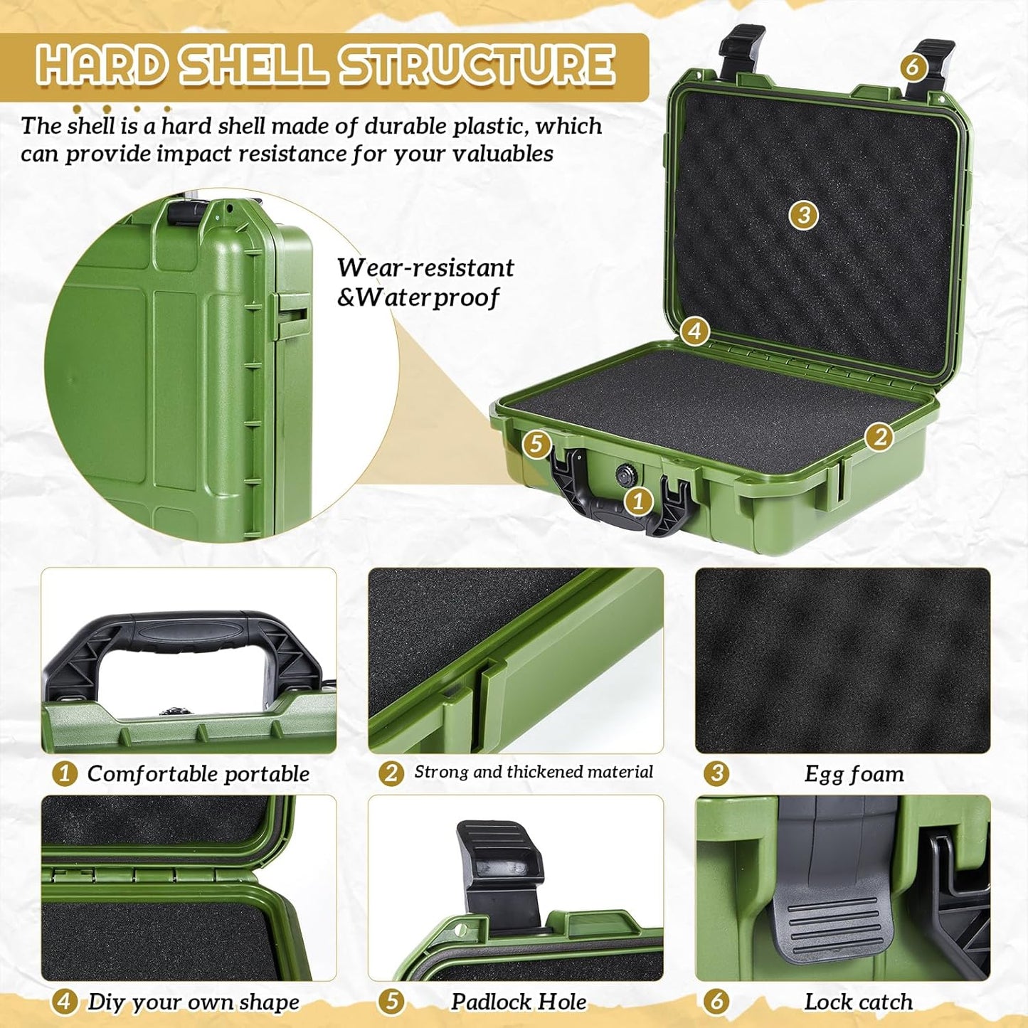 1 Pcs Waterproof Hard Case with DIY Customizable Foam Insert Portable Protective Case with Knife for Camera Drones Equipments Tools Test Instruments(Gray,14.3 x 11.4 x 4.5 Inch)
