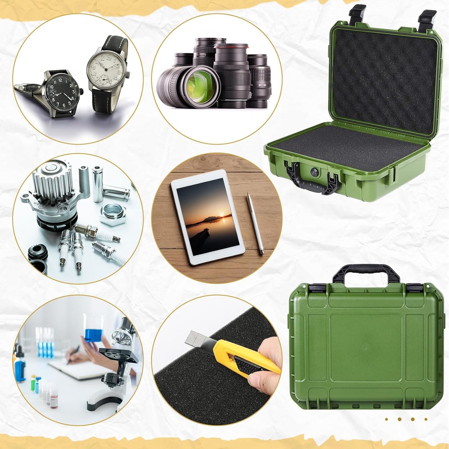 1 Pcs Waterproof Hard Case with DIY Customizable Foam Insert Portable Protective Case with Knife for Camera Drones Equipments Tools Test Instruments(Gray,14.3 x 11.4 x 4.5 Inch)
