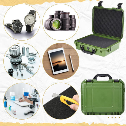 1 Pcs Waterproof Hard Case with DIY Customizable Foam Insert Portable Protective Case with Knife for Camera Drones Equipments Tools Test Instruments(Gray,14.3 x 11.4 x 4.5 Inch)