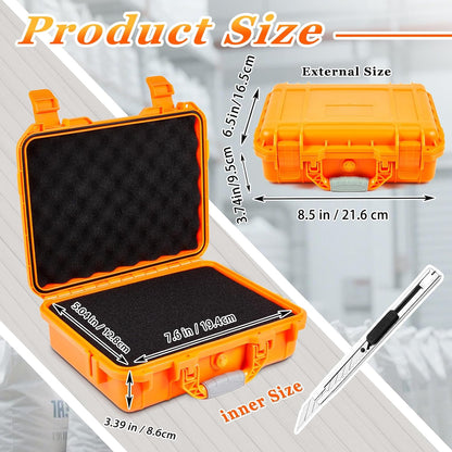 1 Pcs Waterproof Hard Case with DIY Customizable Foam Insert Portable Protective Case with Knife for Camera Drones Equipments Tools Test Instruments(Gray,14.3 x 11.4 x 4.5 Inch)