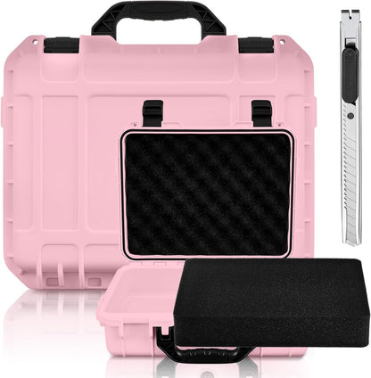 1 Pcs Waterproof Hard Case with DIY Customizable Foam Insert Portable Protective Case with Knife for Camera Drones Equipments Tools Test Instruments(Gray,14.3 x 11.4 x 4.5 Inch)