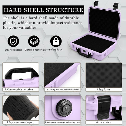1 Pcs Waterproof Hard Case with DIY Customizable Foam Insert Portable Protective Case with Knife for Camera Drones Equipments Tools Test Instruments(Gray,14.3 x 11.4 x 4.5 Inch)