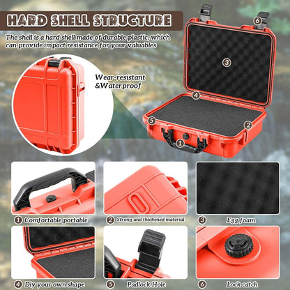 1 Pcs Waterproof Hard Case with DIY Customizable Foam Insert Portable Protective Case with Knife for Camera Drones Equipments Tools Test Instruments(Gray,14.3 x 11.4 x 4.5 Inch)