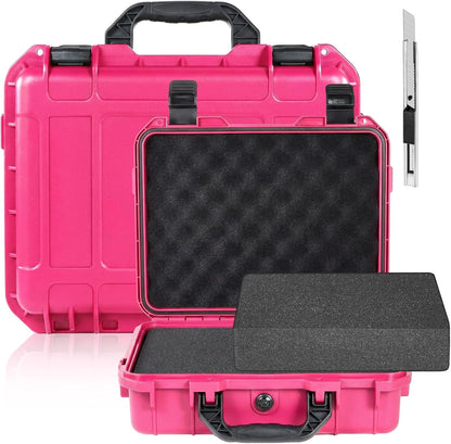 1 Pcs Waterproof Hard Case with DIY Customizable Foam Insert Portable Protective Case with Knife for Camera Drones Equipments Tools Test Instruments(Gray,14.3 x 11.4 x 4.5 Inch)